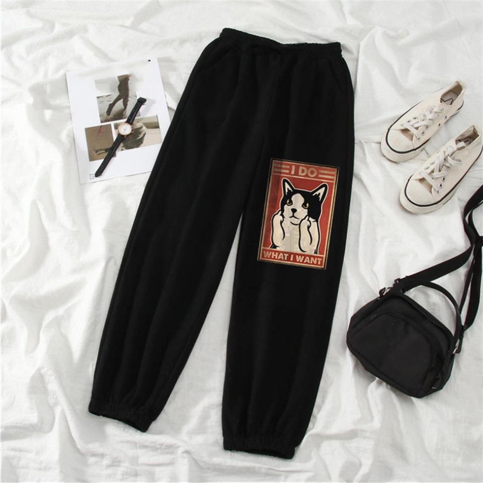 ESC BUTİK I Do What I Want Baskılı Oversize Unisex Siyah Eşofman Altı