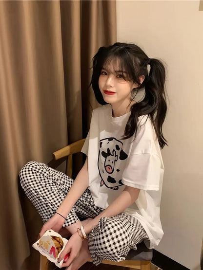 ESC BUTİK İnek Desenli Oversize Unisex T-shirt