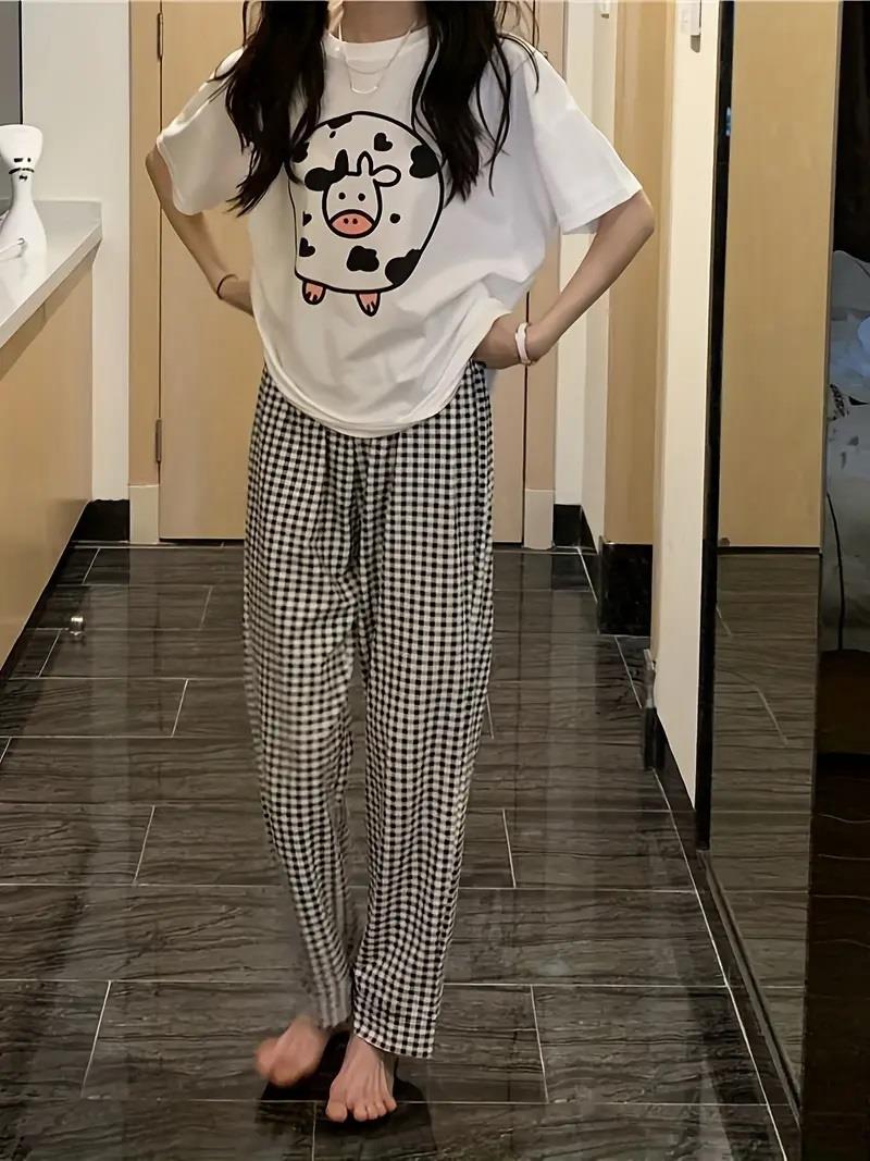 ESC BUTİK İnek Desenli Oversize Unisex T-shirt