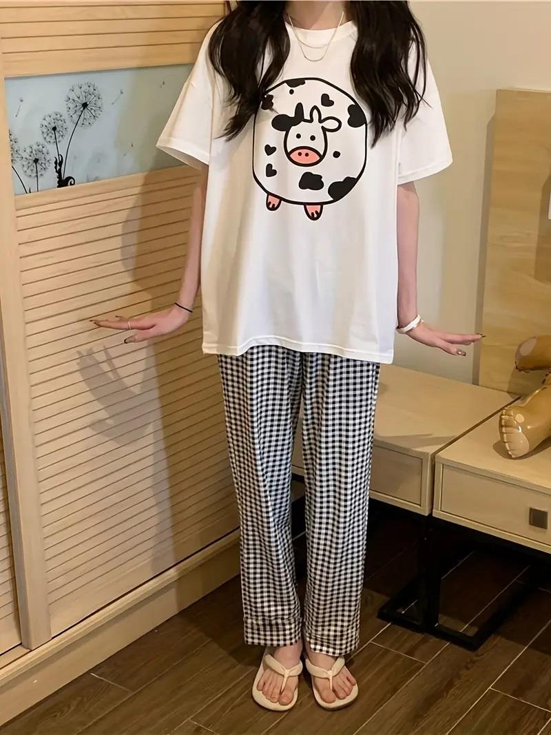 ESC BUTİK İnek Desenli Oversize Unisex T-shirt