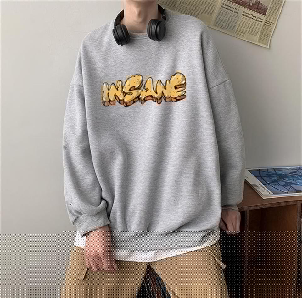 ESC BUTİK Insane Baskılı Gri Unisex Oversize Bisiklet Yaka Sweatshirt