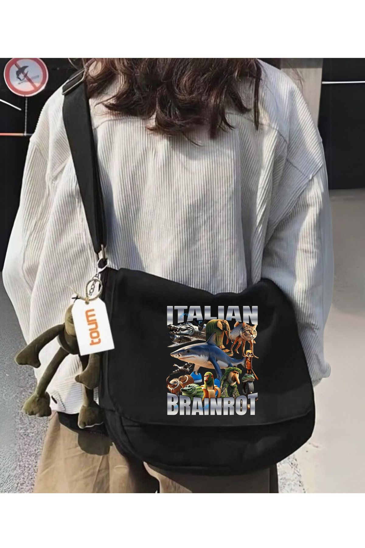 ESC BUTİK italian Brainrot Baskılı Unisex Postacı Çantası