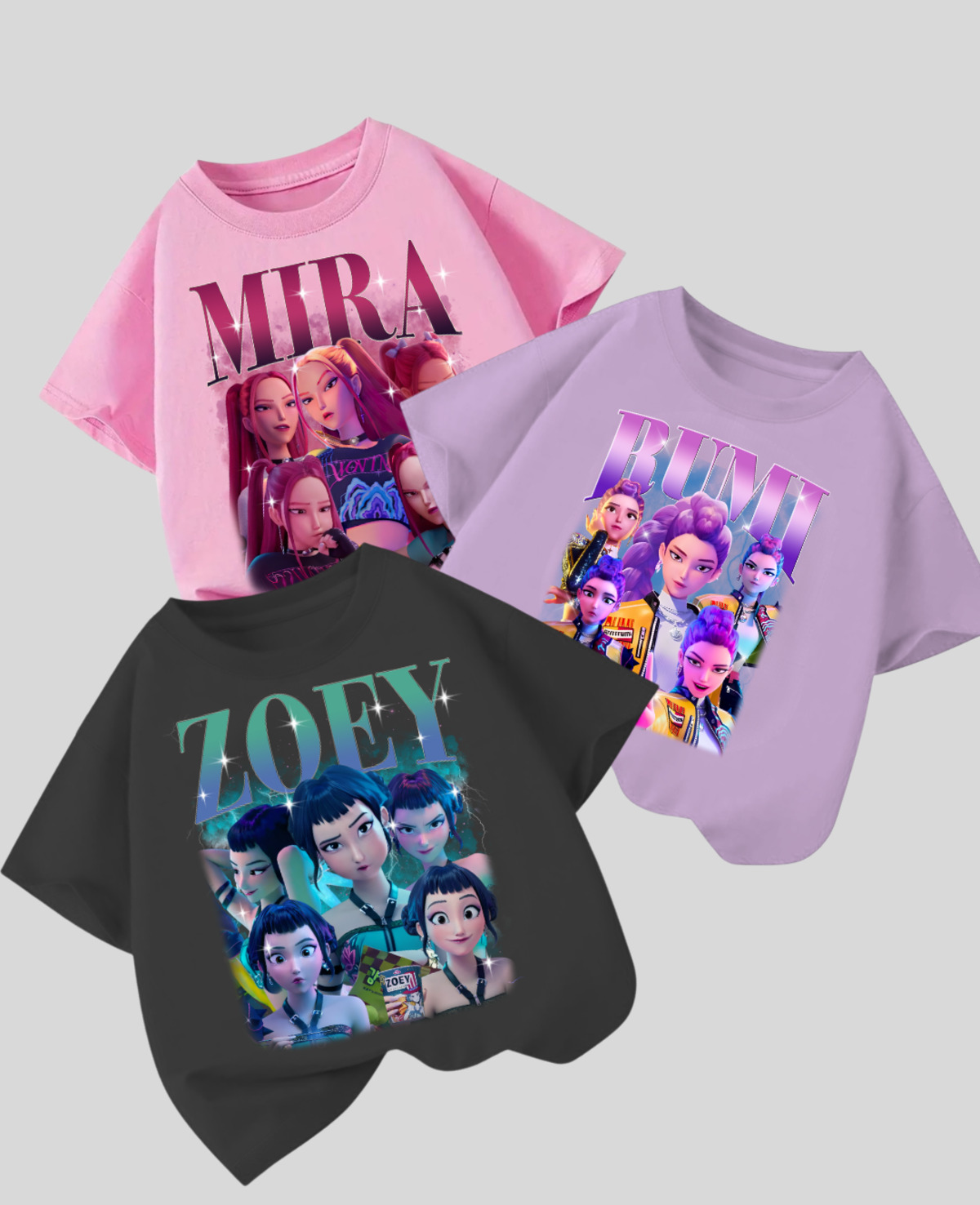 ESC BUTİK KPop Demon Hunterix Kids Design Unisex Oversize T-Shirt