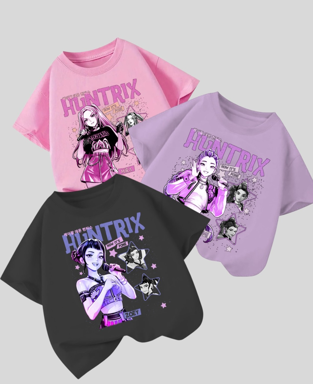 ESC BUTİK KPop Demon Hunterix Kids Design Unisex Oversize T-Shirt