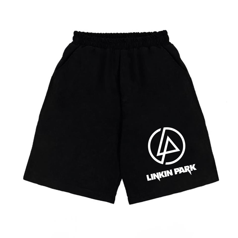 ESC BUTİK Linkin Park Logo Baskılı Siyah Unisex Penye Şort