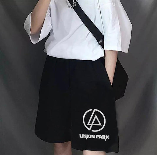 ESC BUTİK Linkin Park Logo Baskılı Siyah Unisex Penye Şort