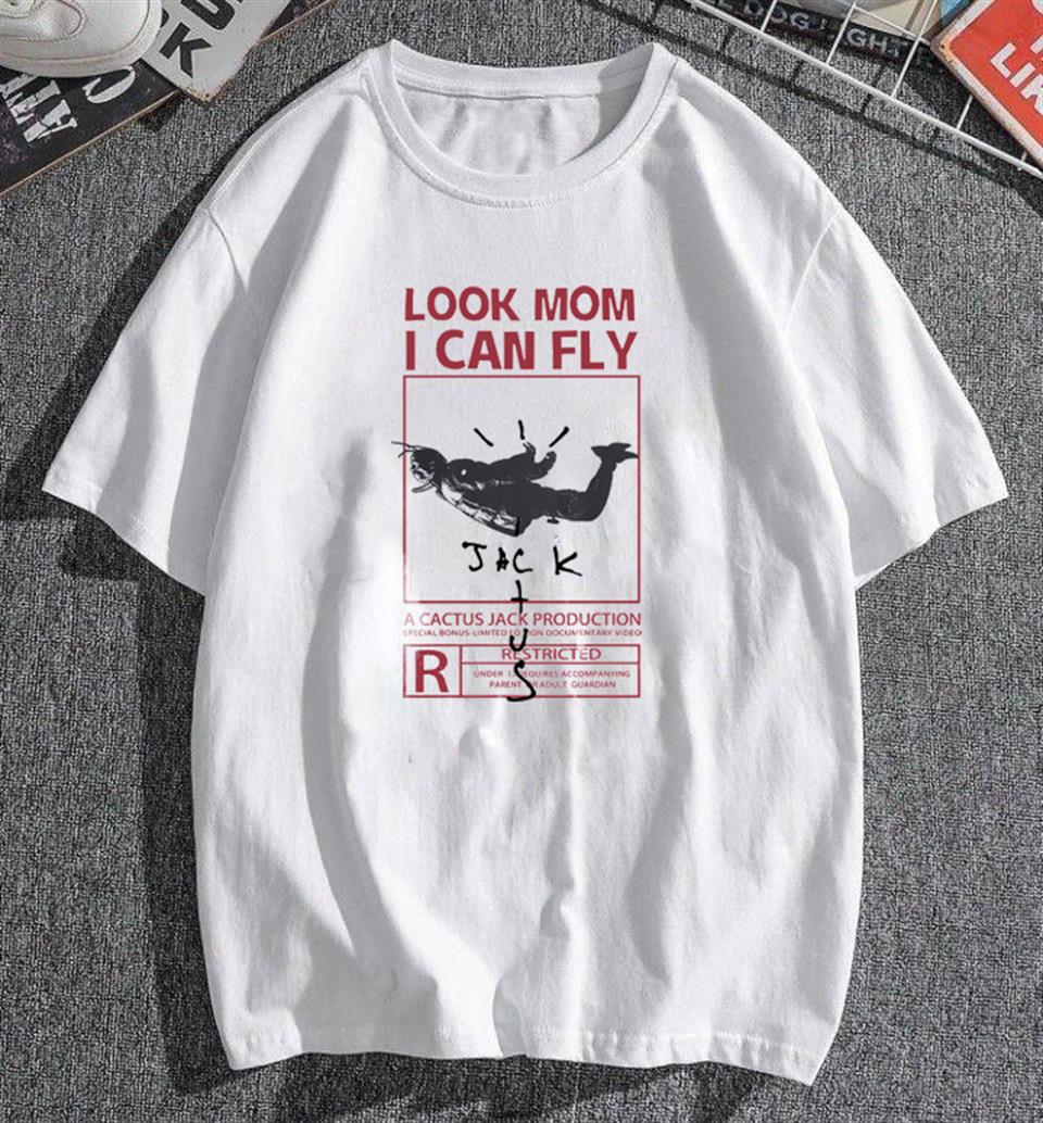 ESC BUTİK 'Look Mom I Can Fly' Beyaz Unisex Oversize T-shirt