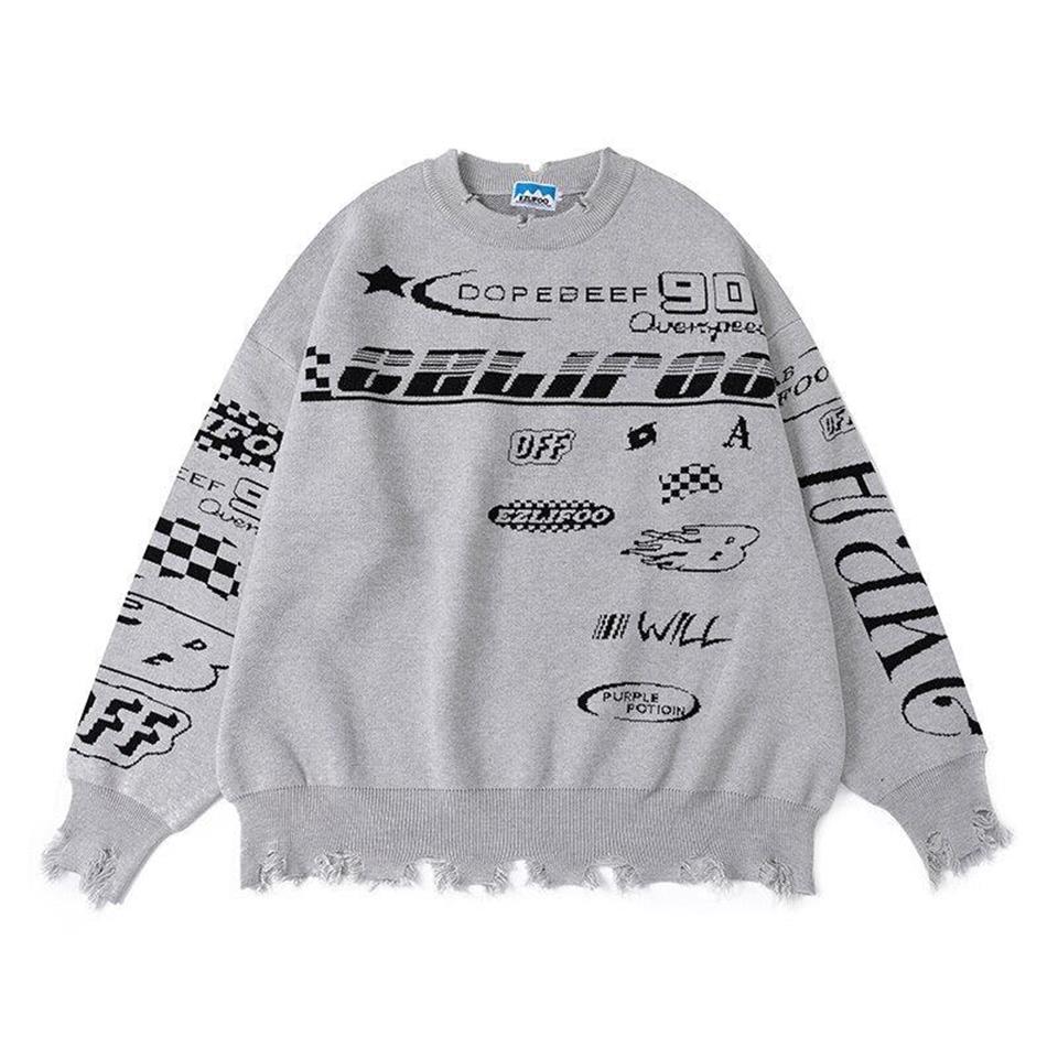 ESC BUTİK Race Flag Unisex Oversize Ecru Kazak