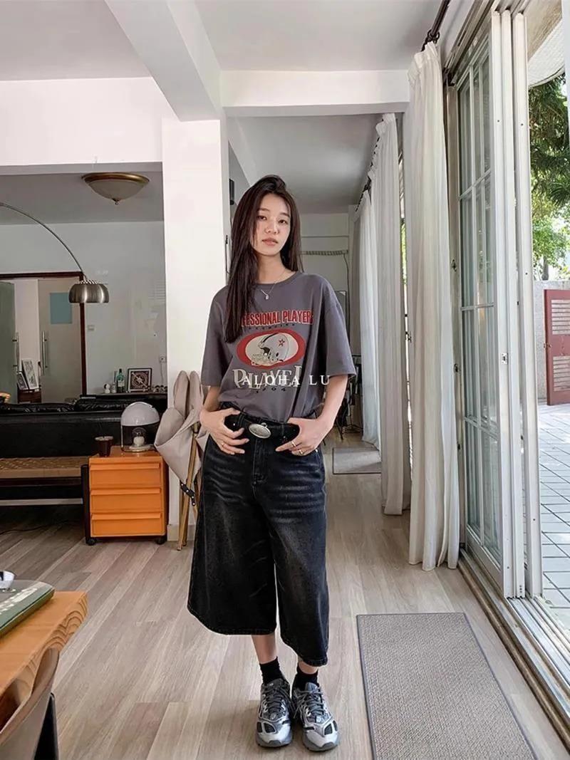 ESC BUTİK Siyah Yıkamalı Kumaş Y2K Unisex Baggy Oversize Kalıp Kot Pantolon Şort