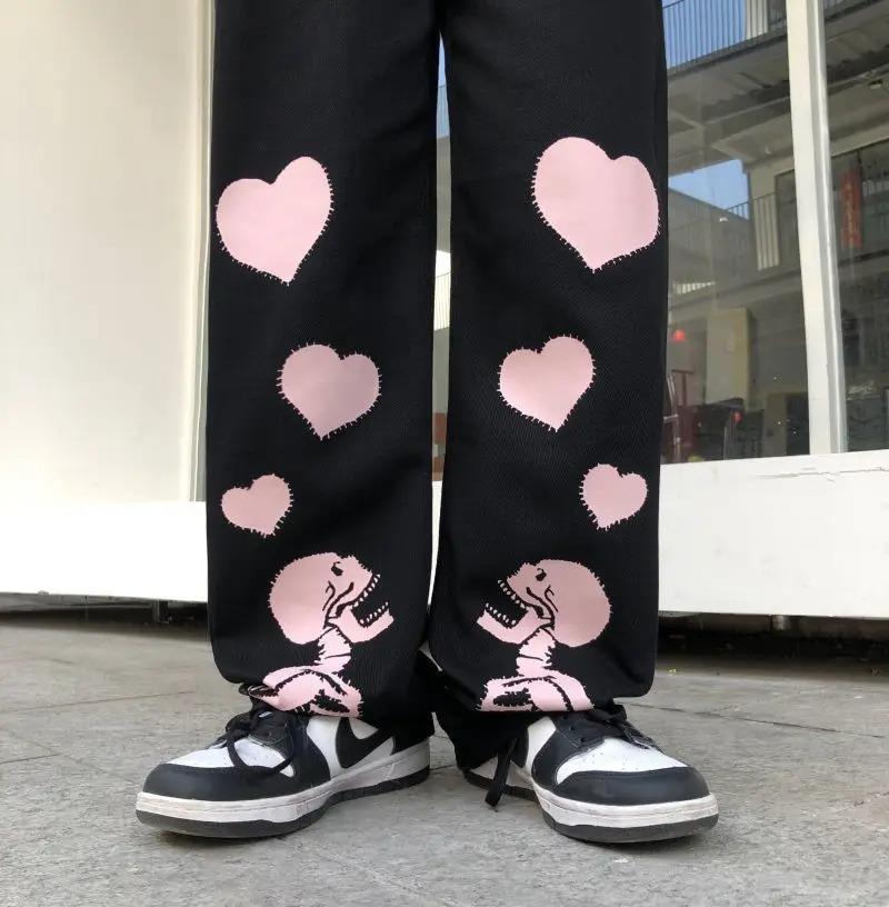 ESC BUTİK Sokak Tarzı Skull Heart Baskılı Unisex Baggy Eşofman