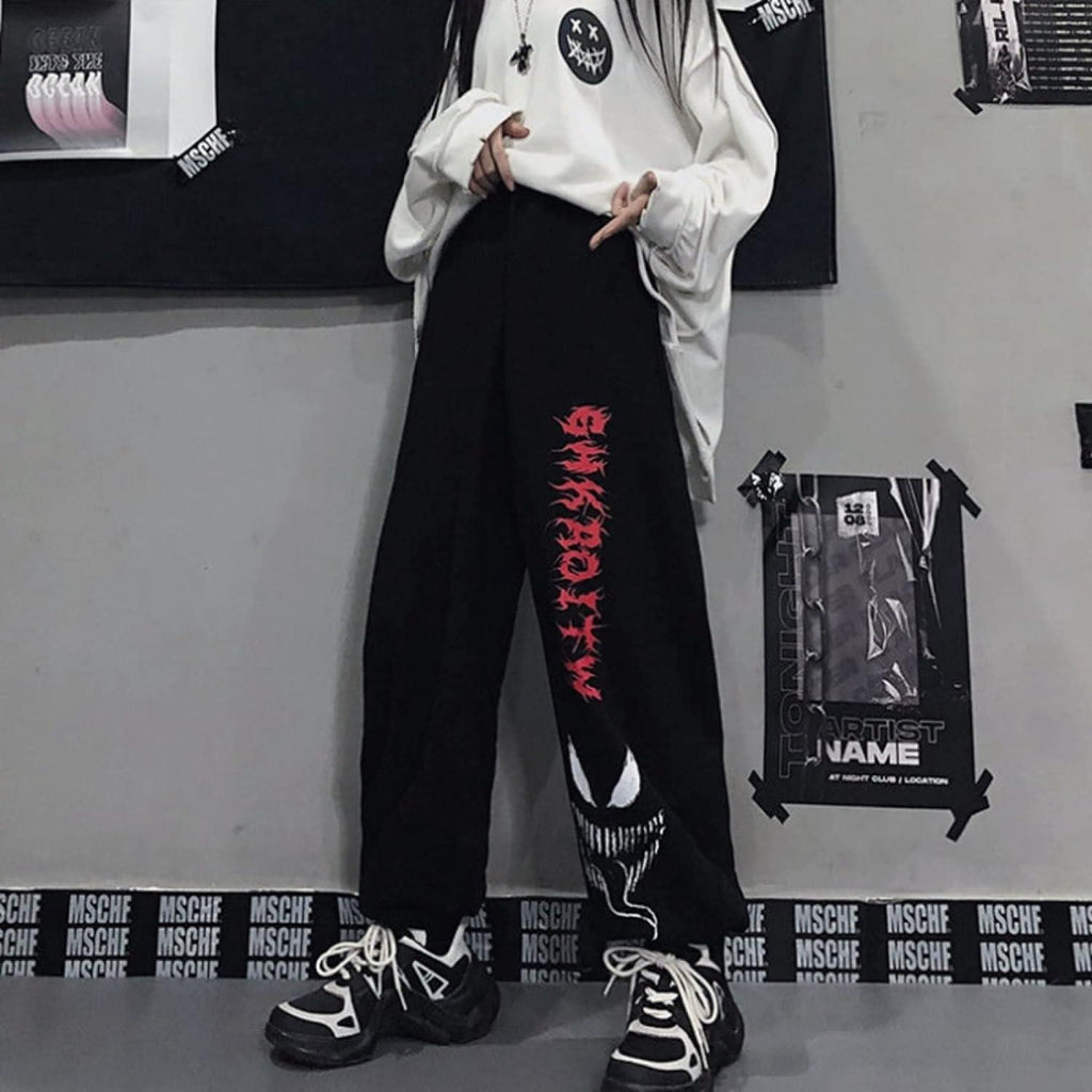 ESC BUTİK Sokak Tarzı Venom Baskılı Unisex Baggy Eşofman