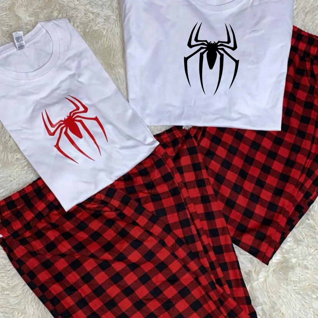 ESC BUTİK Spider Baskılı Siyah Unisex Oversize Crop  Alt Üst 2 L.i Takım