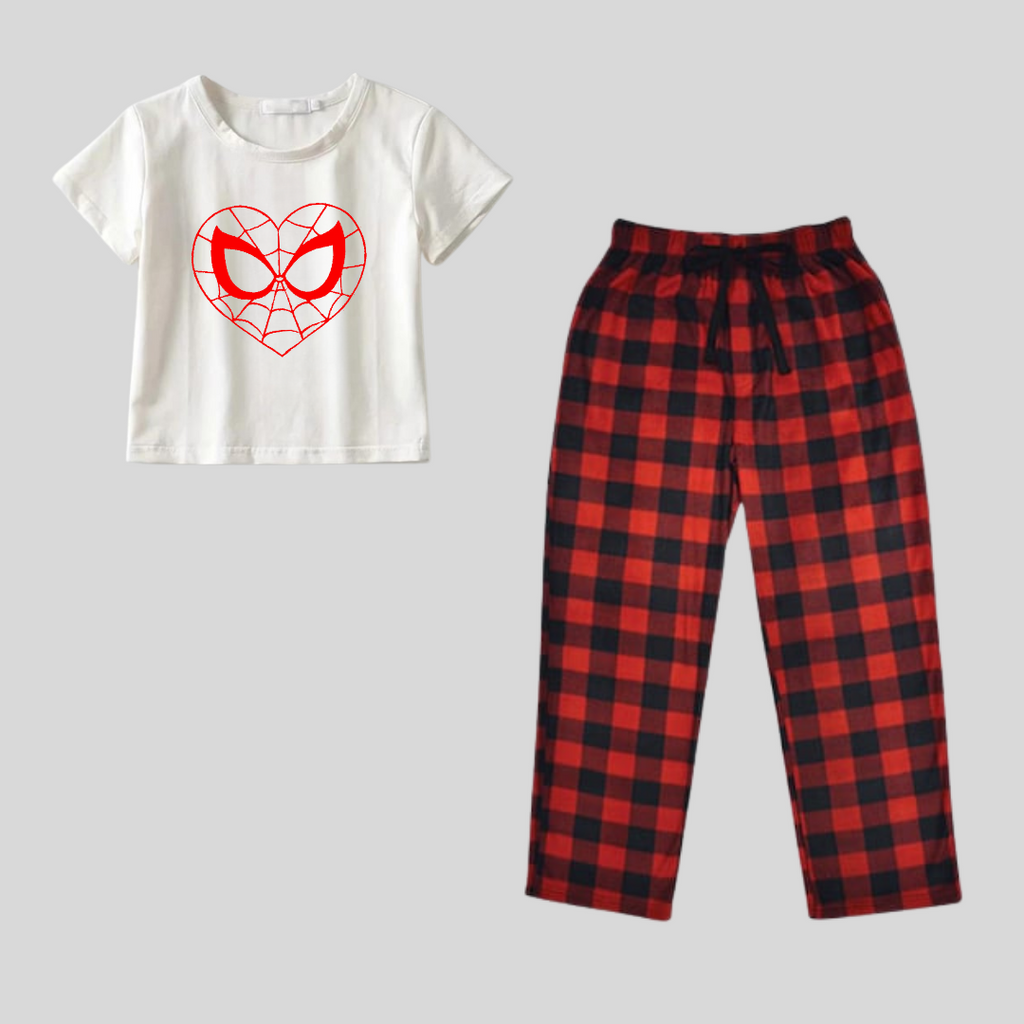 ESC BUTİK Spider Heart Baskılı Siyah Unisex Oversize Crop  Alt Üst 2 L.i Takım