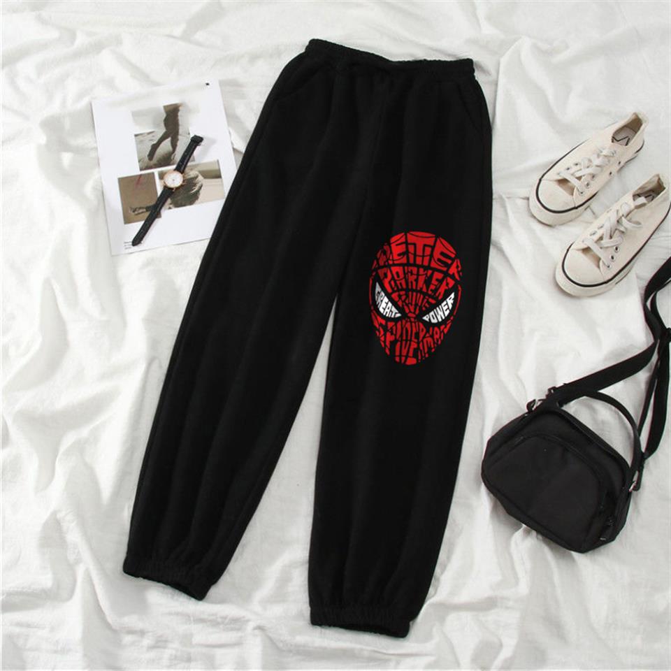 ESC BUTİK Spider-Man Head Baskılı Oversize Unisex Siyah Eşofman Altı
