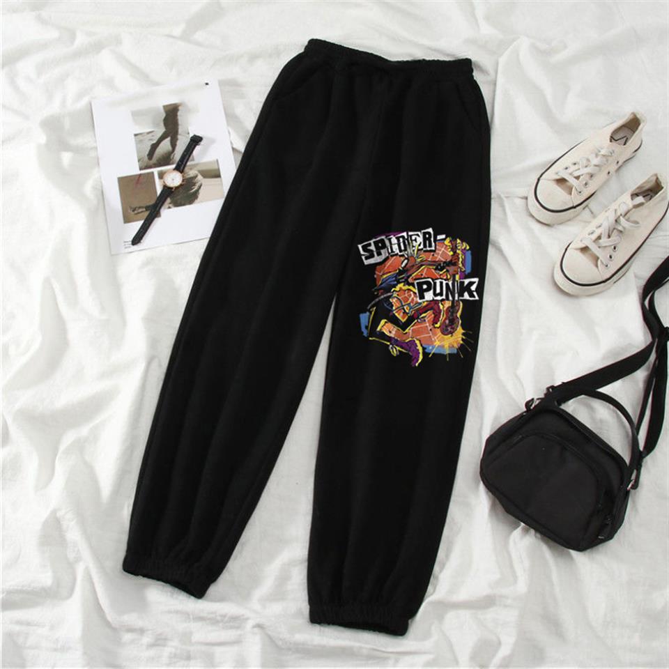 ESC BUTİK Spider Punk Baskılı Oversize Unisex Siyah Eşofman Altı