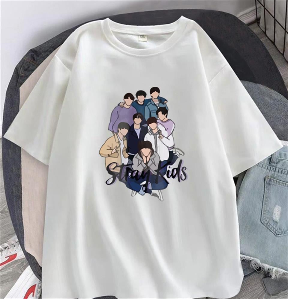 ESC BUTİK Stray Kids Artists Baskılı Beyaz Unisex Oversize T-shirt