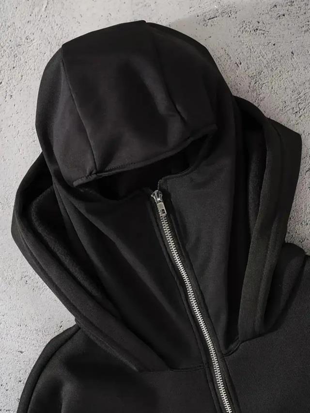 ESC BUTİK Gorillaz Baskılı 3 İplik ( Kalın )  Şardonlu ( İçi Pamuklu )  Unisex Kar Maskeli Kapüşonlu Oversize Ninja Hırka