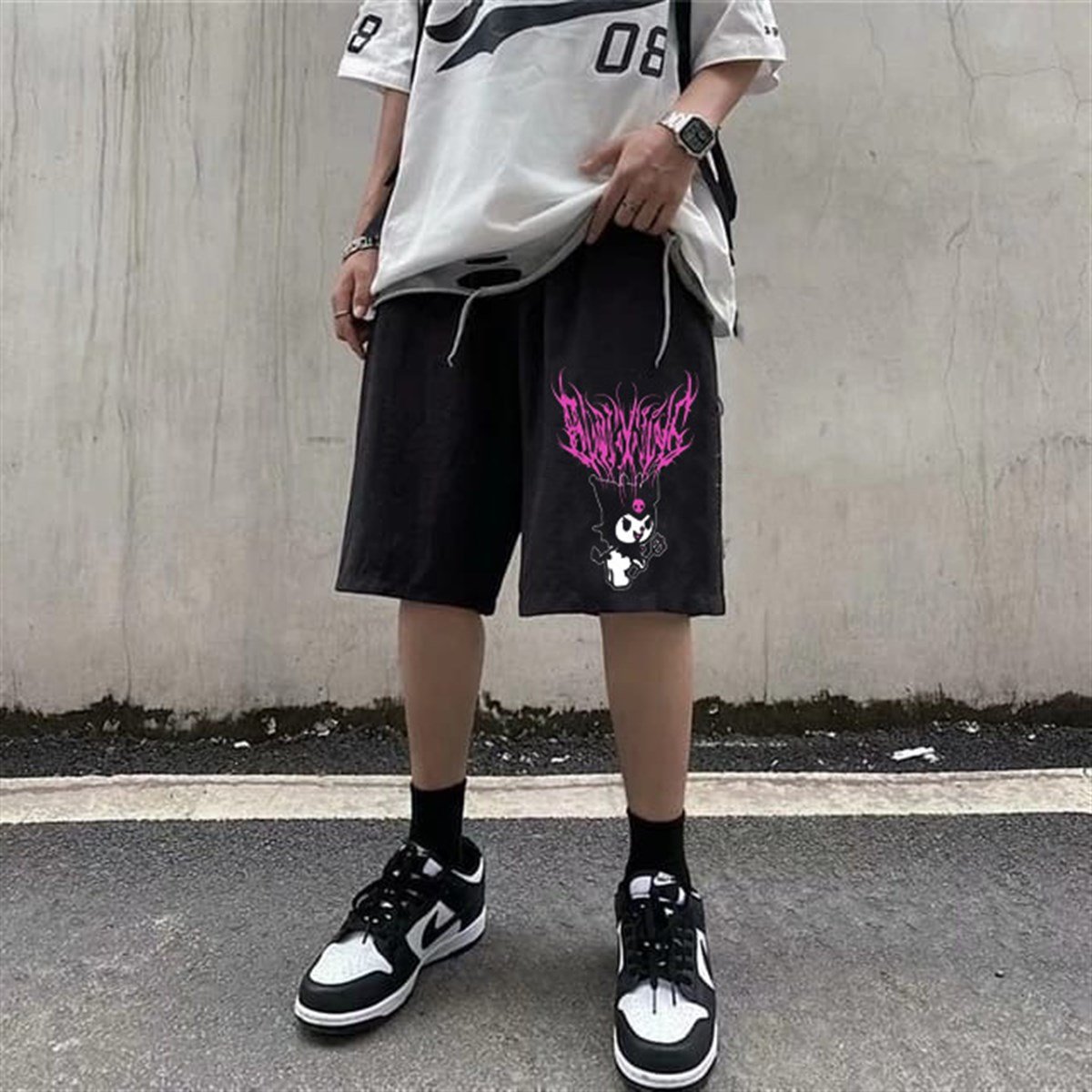 ESC BUTİK Touz Anime Harajuku Kuromi Sanrio Penye Unisex Şort