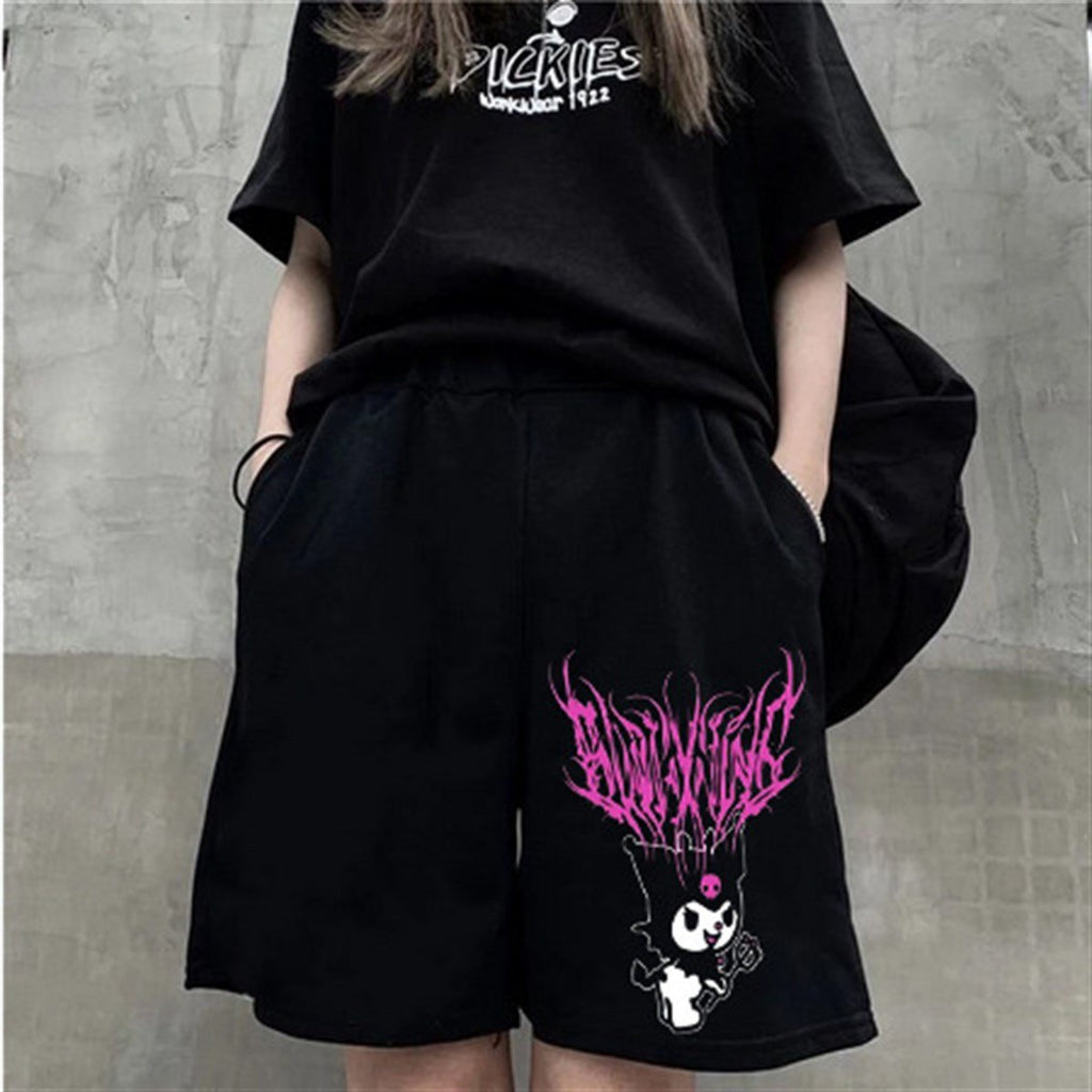 ESC BUTİK Touz Anime Harajuku Kuromi Sanrio Penye Unisex Şort