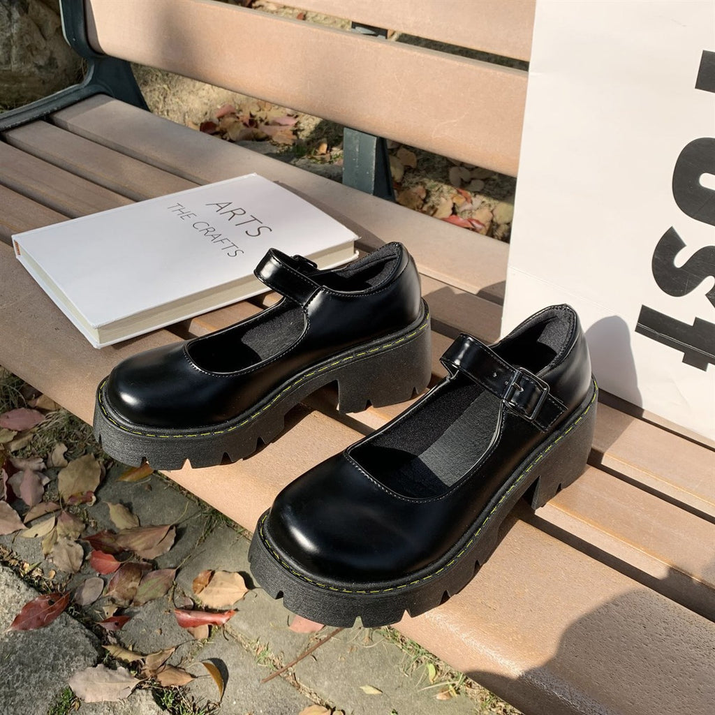 ESC BUTİK Touz Siyah Oxford Harajuku Tarz Lolita Ayakkabı