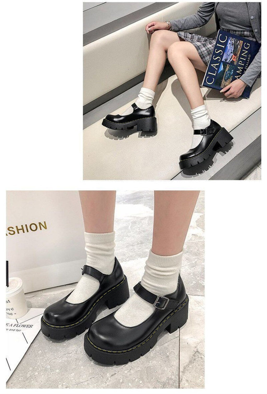 ESC BUTİK Touz Siyah Oxford Harajuku Tarz Lolita Ayakkabı