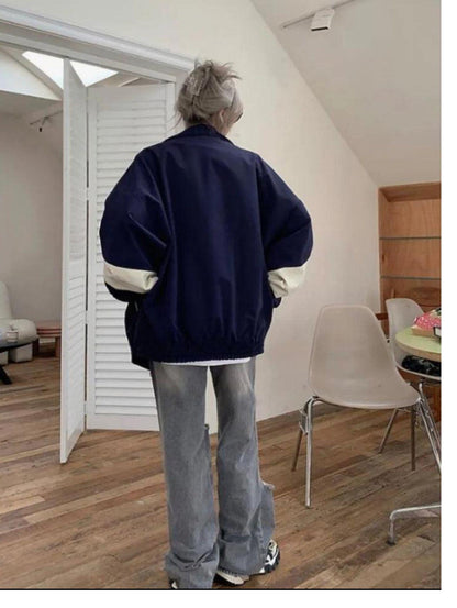 ESC BUTİK Vintage Baggy Paraşüt Kumaş Kolej Ceket Eşofman