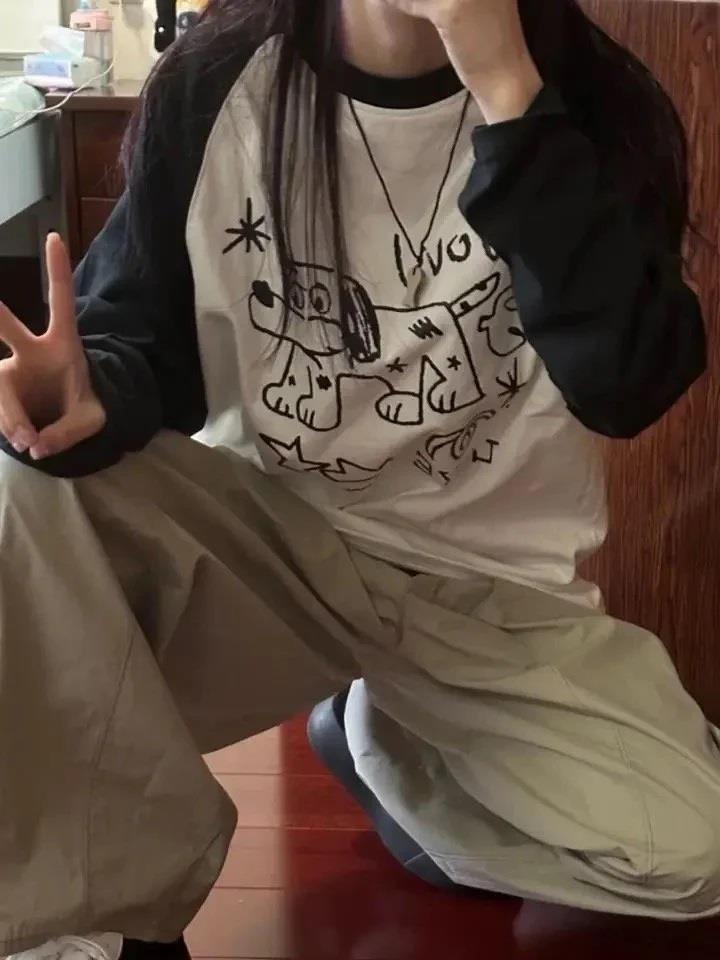 ESC BUTİK Wow Dog Reglan Uzun Kollu Beyaz T-Shirt