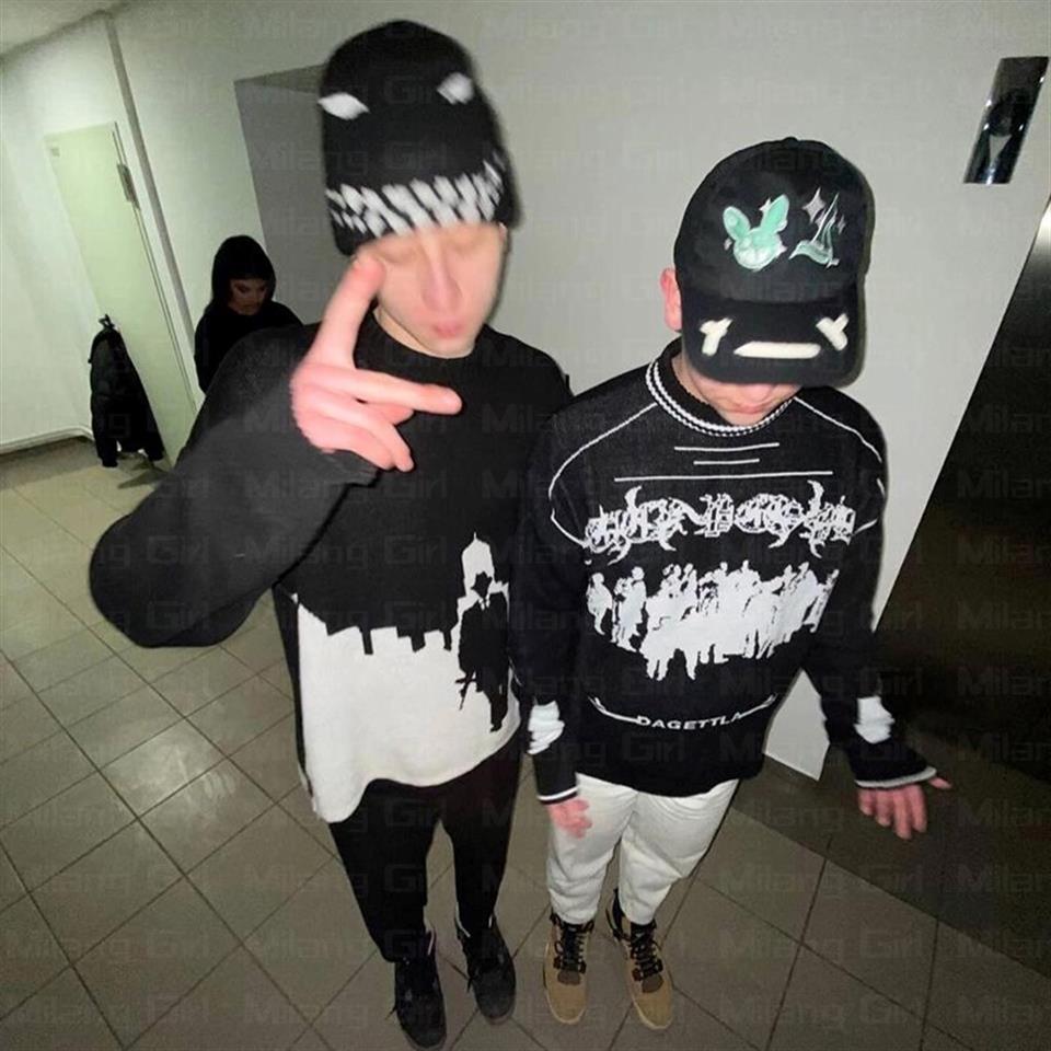 ESC BUTİK Y2k Street Wear Unisex Oversize Siyah Kazak