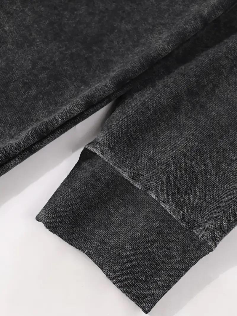 ESC BUTİK Yıkamalı 07 Retro Baskılı Vintage Kapüşonlu Sweatshirt