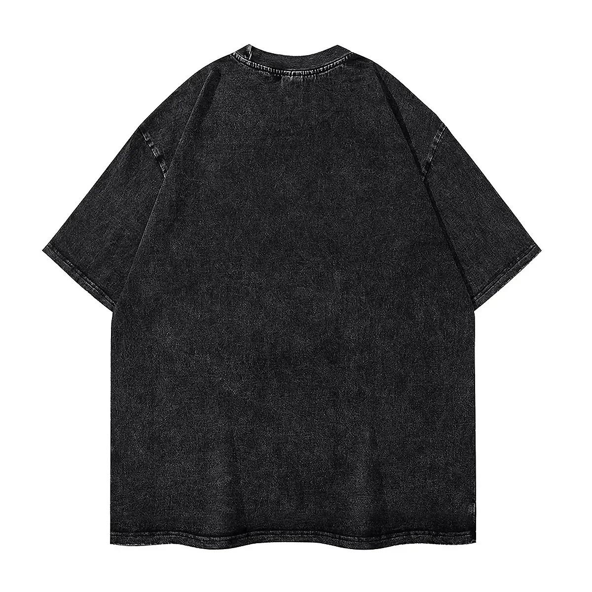 ESC BUTİK Yıkamalı Portre Baskılı Unisex Oversize Vintage T-shirt