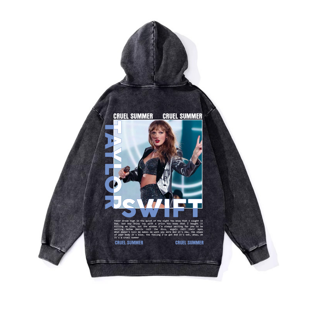 ESC BUTİK Yıkamalı Taylor Swift Vintage Kapüşonlu Sweatshirt