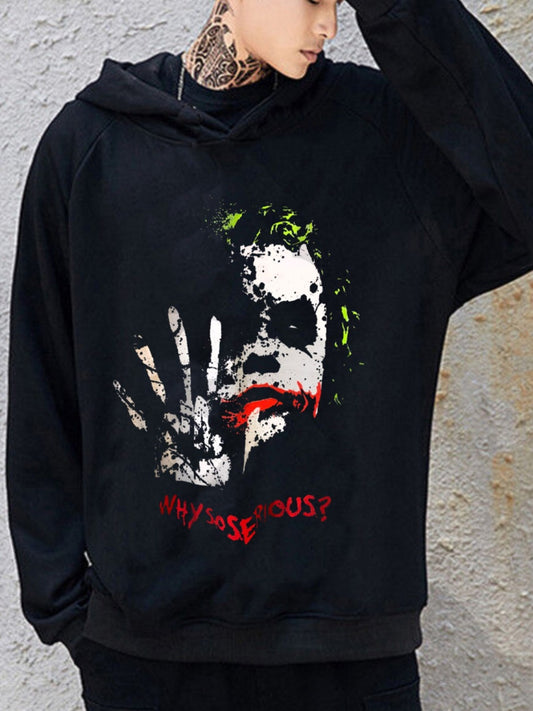 Anime For You Joker Hoodie Outdoor Gotik Siyah Kapşonlu Sweatshirt  Daily