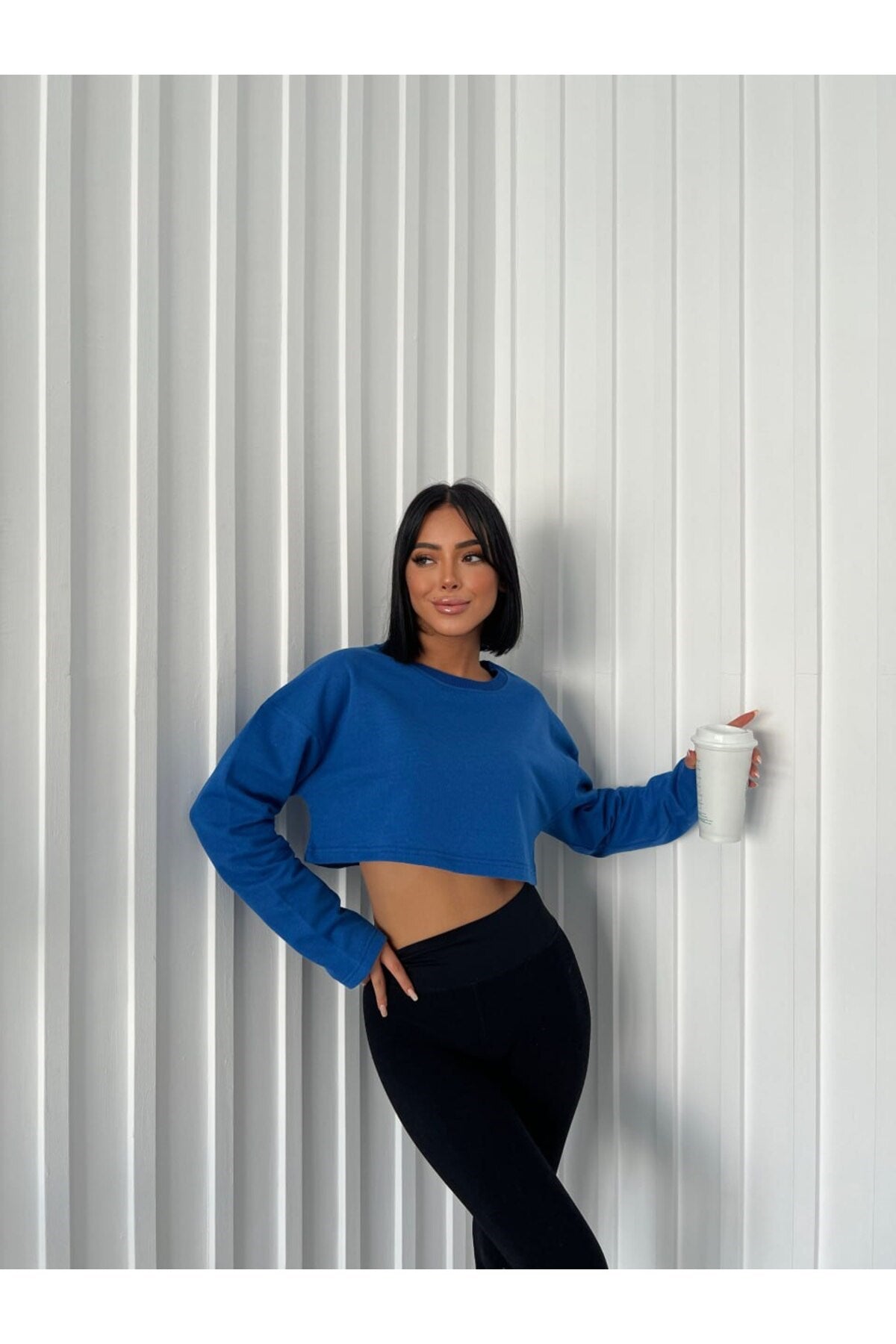 Hoodie Atelier Saks Crop Bisiklet Yaka Sweatshirt Outdoor Streetwear Y2K DailyFashion