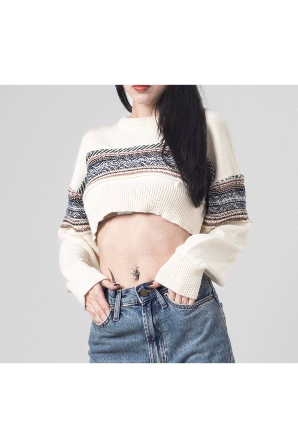 Harajuku OUTDOOR Girl Vintage Triko Crop Kazak