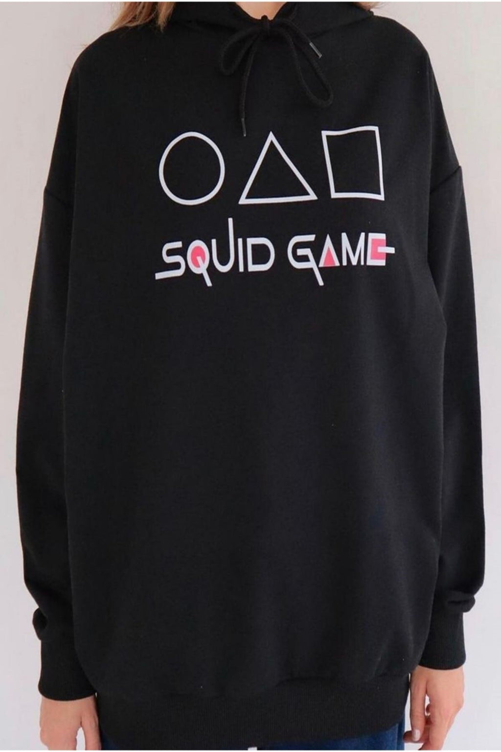 Squid Game Symbols Unisex Siyah Kapşonlu