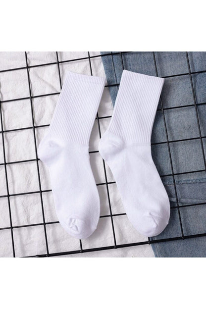 Unisex Düz Beyaz Tek Çiftli Spor Ve Antrenman Kolej Tenis Çorabı