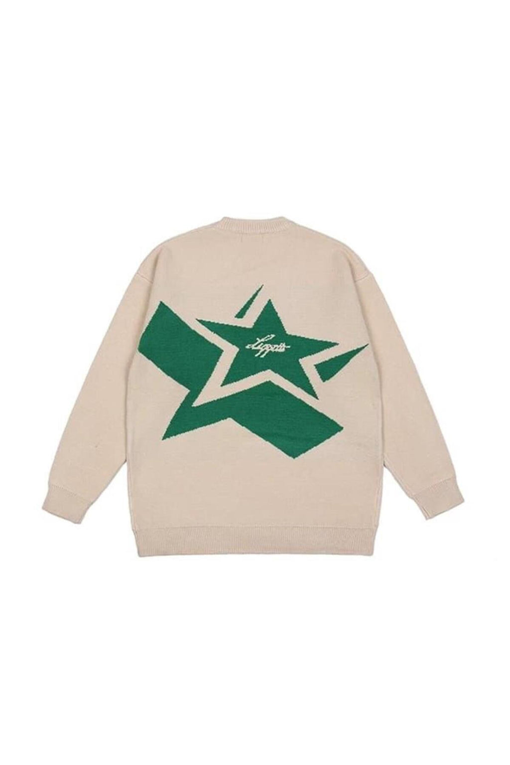 Day Light  Y2K Vintage Harajuku Star Capitol Ön Arka Baskılı Unisex Oversize Ecru Kazak