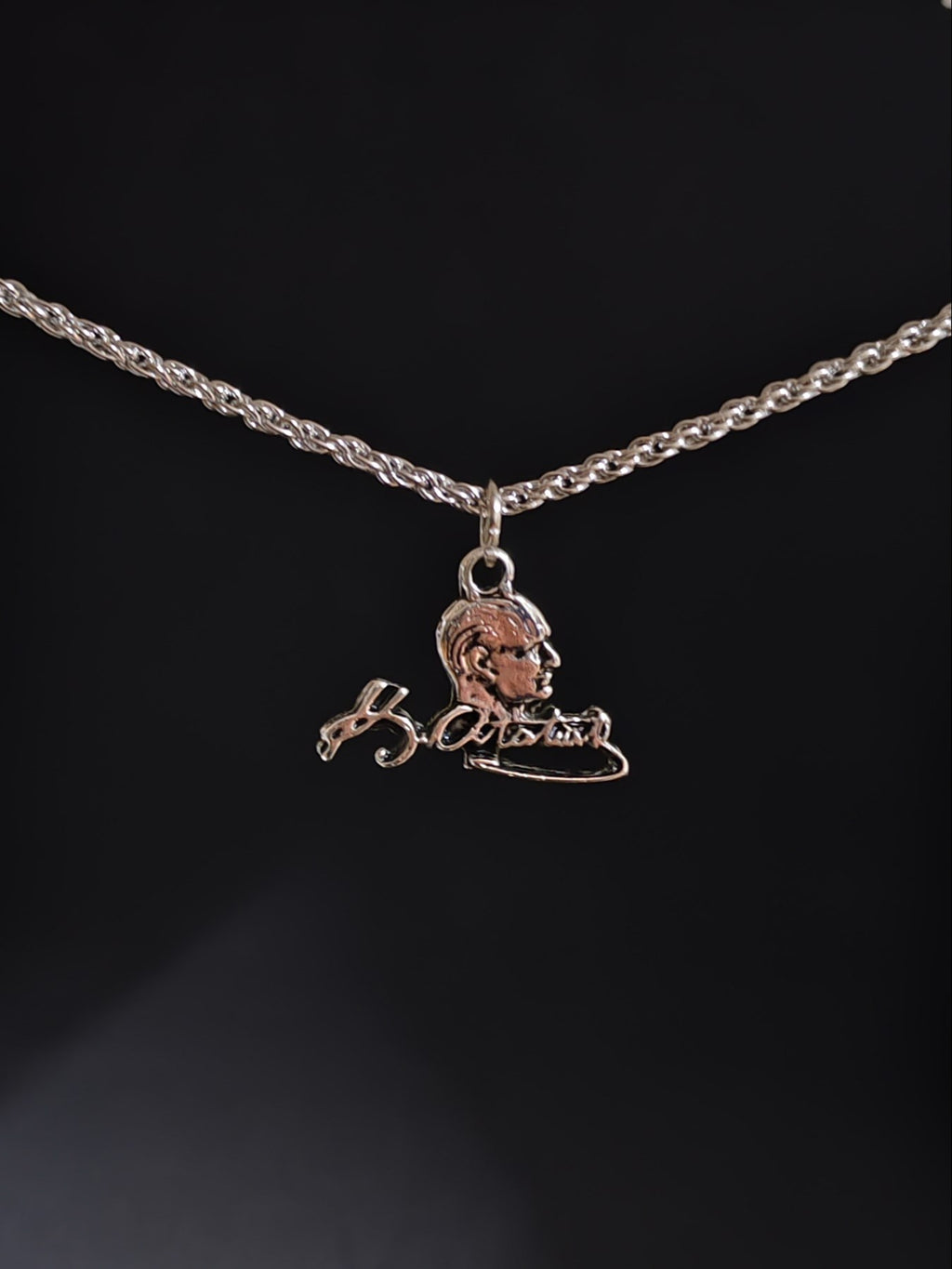 Antik Gümüş Kaplama Kemal Atatürk İmza  Unisex Zincirli Hediyelik Kolye