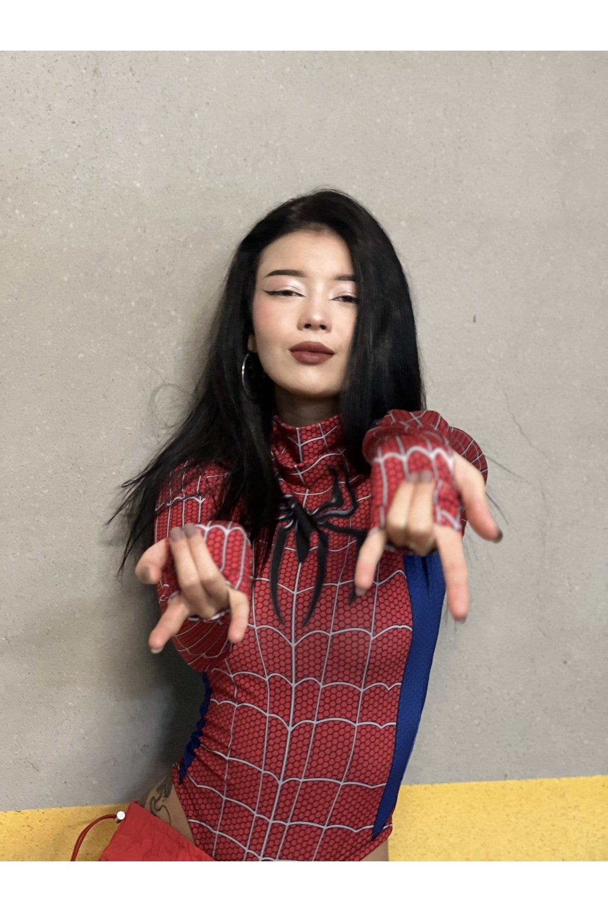 Cosplay Retro Red-Spider Çıtçıtlı Body